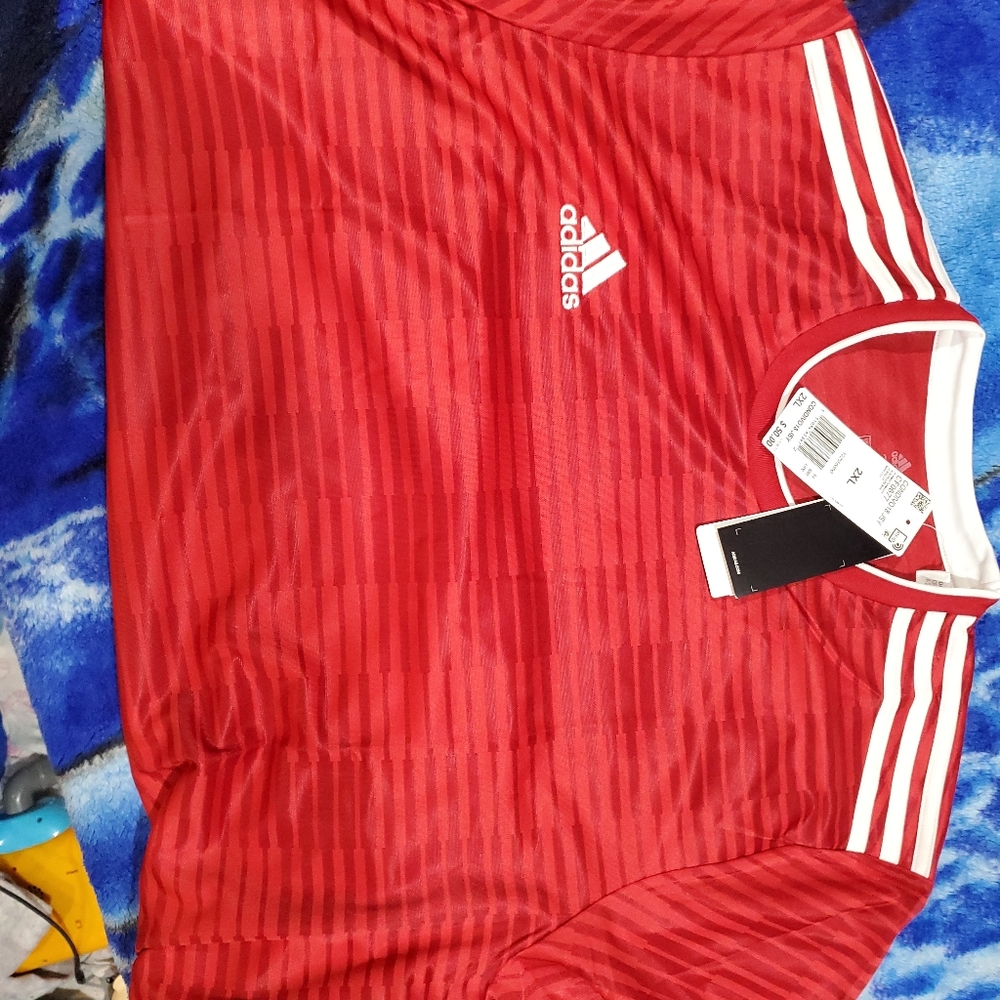 Adidas Red Jersey 3 strip shirt